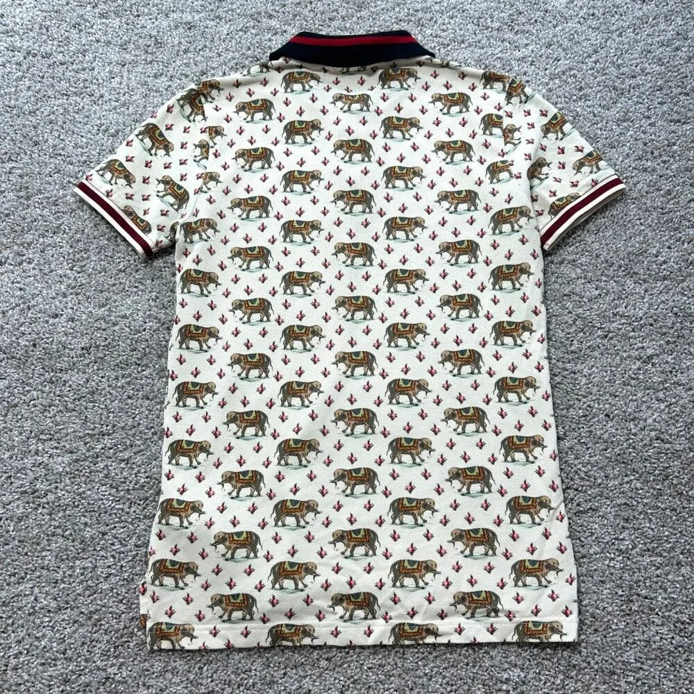 Gucci Mens Sz Small Elephant Print Polo Shirt